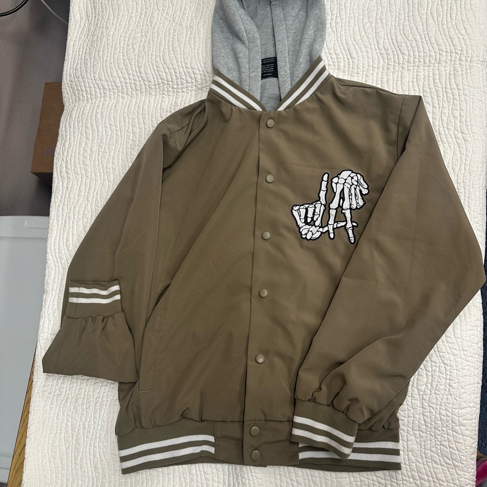 Original LA Deluxe Tan and Gray Hoodie Jacket